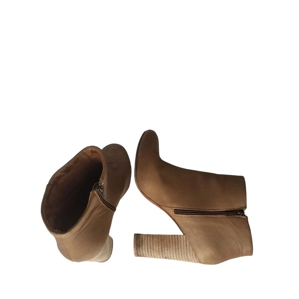 Joie Brown Leather Ankle Boots Women Size 7 US Vero Cuoio Block‎ Heel Winterwear
